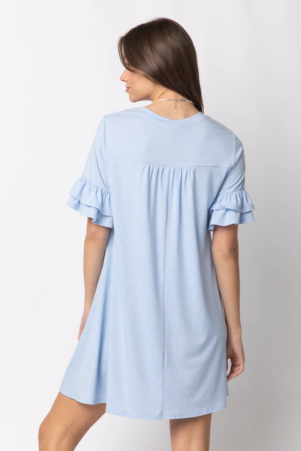 ND30255-French Terry Pocket Tee Shirt Dress: SKY
