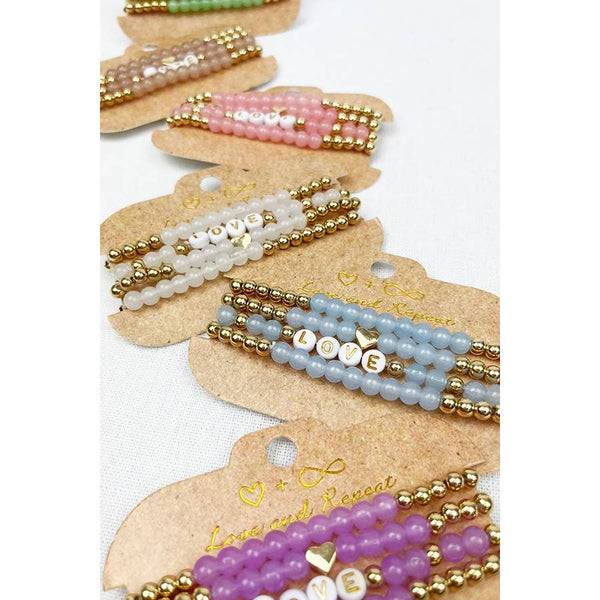 LOVE Beads Layered Soft Tone Bracelets: MIX COLOR / ONE