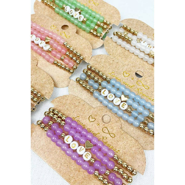 LOVE Beads Layered Soft Tone Bracelets: MIX COLOR / ONE