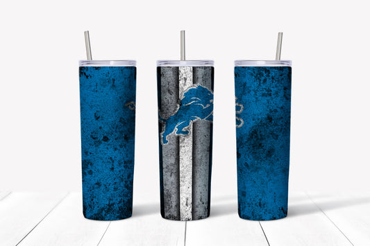 20oz Stainless Steel Tumbler - Football - Detroit Lions: Grunge
