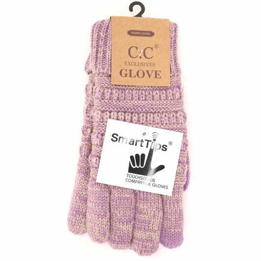 Two Tone Ribbed Lined CC Gloves: Pink