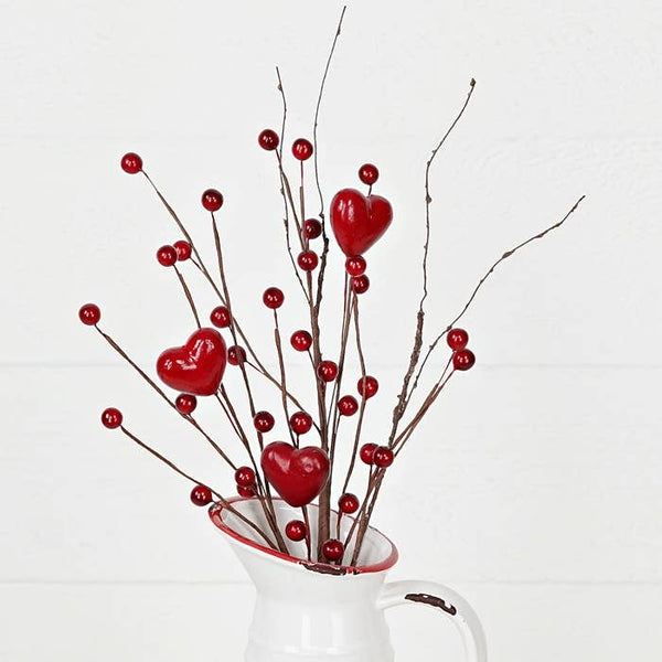 31255- 18in Pick-Red Hearts and Berries-