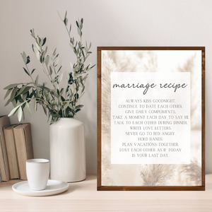 Marriage Recipe Framed Sign