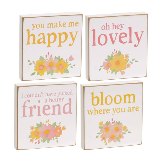 Oh Hey Lovely Floral Square Block, 4 Assorted