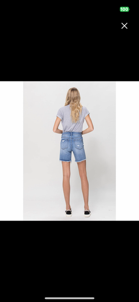 High Rise Stretch Midi Shorts