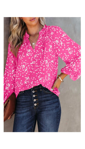 Hot Pink Casual Blouse