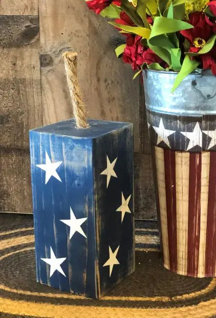 Blue Rustic Wood Firecrackers 11”