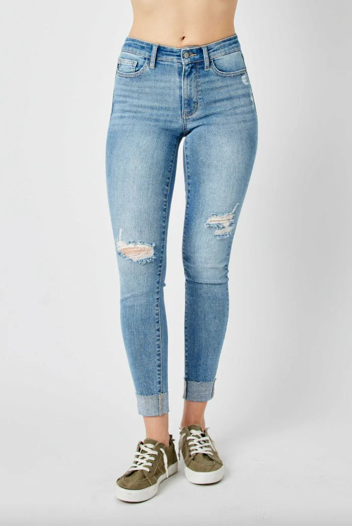 Judy Blue Destroy and Cuff Skinny