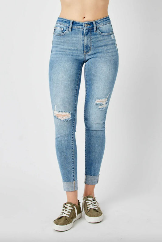 Judy Blue Destroy and Cuff Skinny