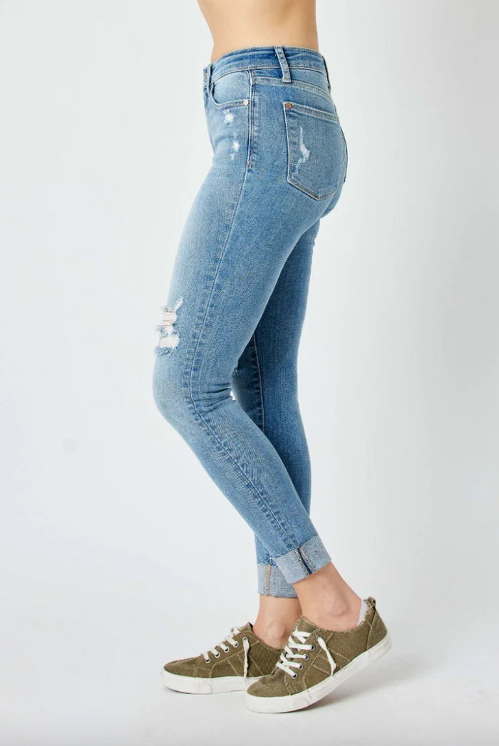 Judy Blue Destroy and Cuff Skinny