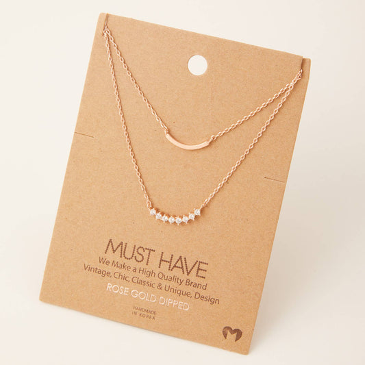 Layered Curved Bar Charm Necklace