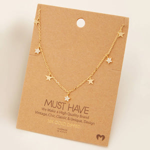 Multi Pave Star Charm Necklace