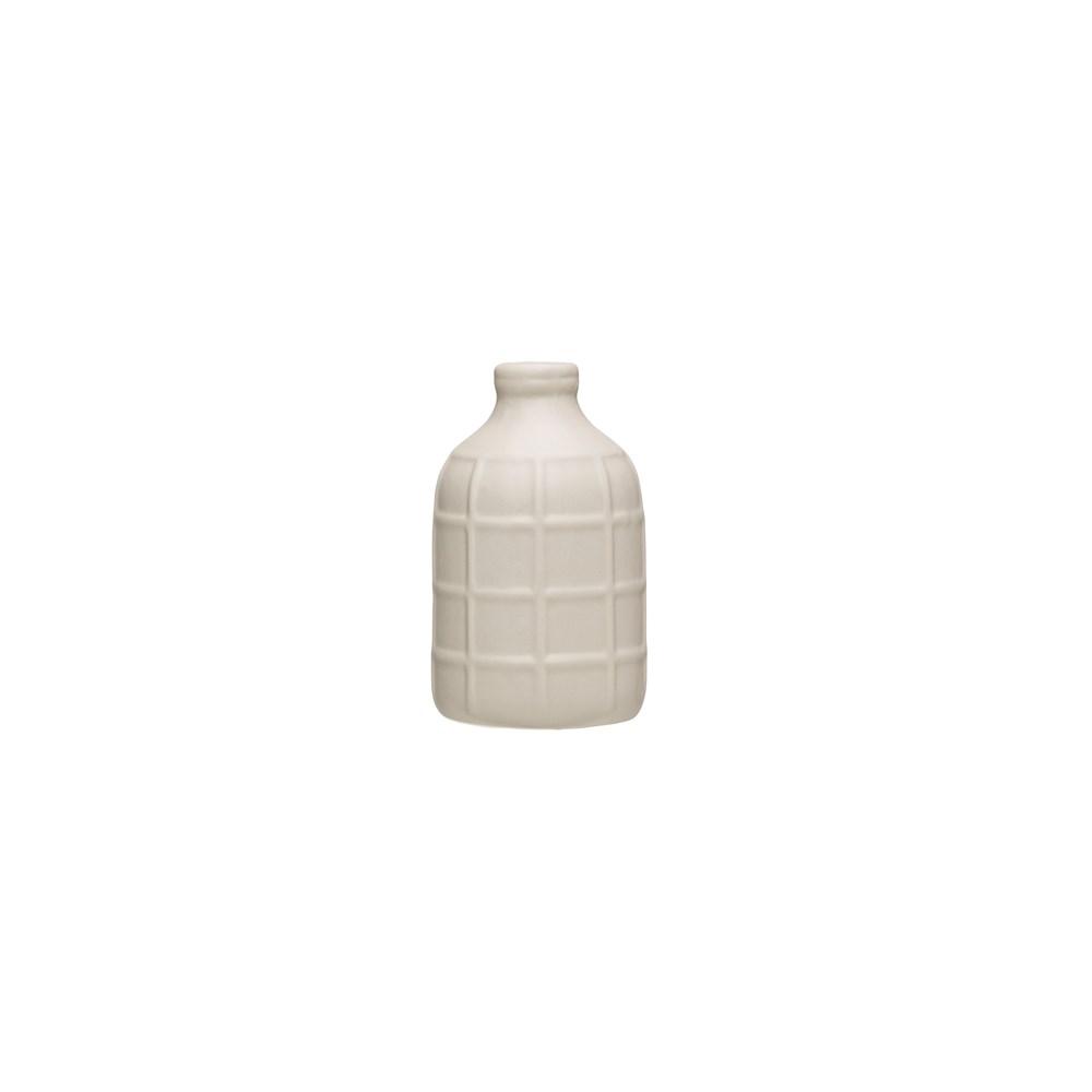 Matte Grey Stoneware Bottle Vase