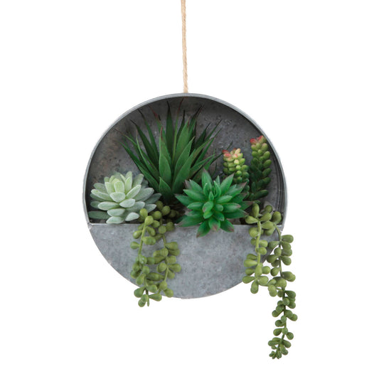 8" Galvanized Hanging Tin w/ Artificial Strings of Pearl