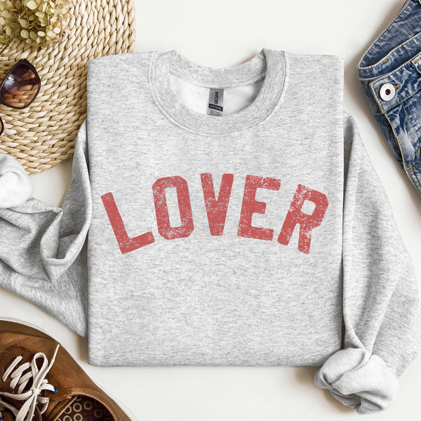 Lover Crewneck Sweatshirt, Valentine's Day Shirt: 2X-Large
