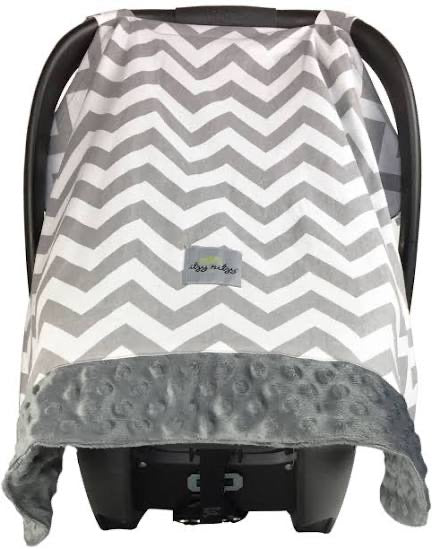 Grey Chevron Canopy Car Seat Cover