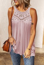 Pink Detailed Lace Tank