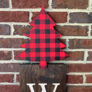 Buffalo plaid tree for  welcome sign