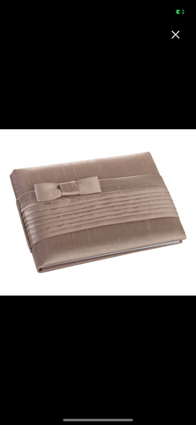 Taupe Pleated Silk Wedding Guest Book