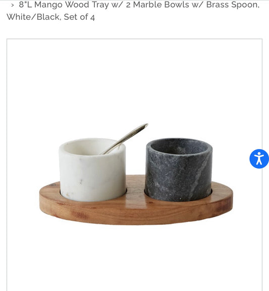 Mango Tray w/ Marble Bowls & Spoon