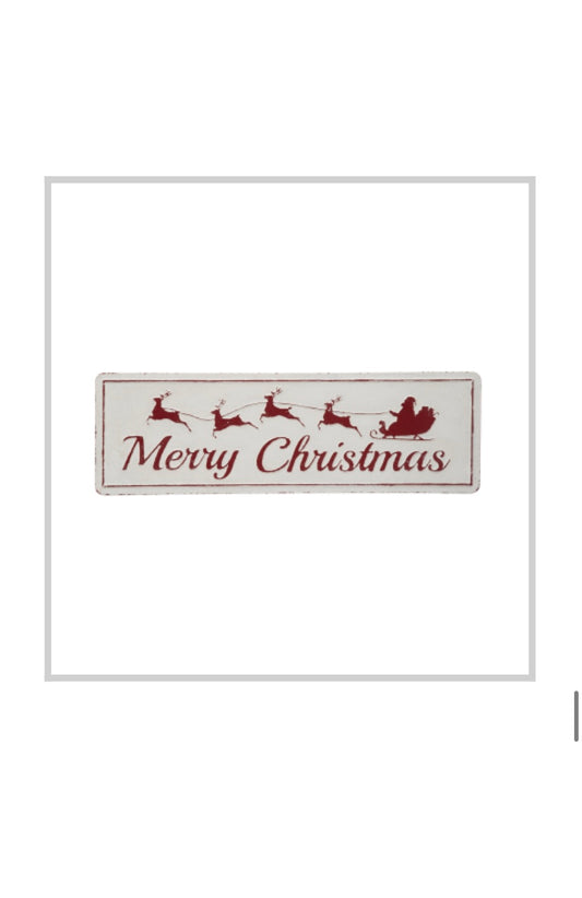 Distressed Merry Christmas Metal Sign