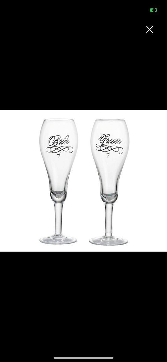 Bride & Groom Toasting Glasses