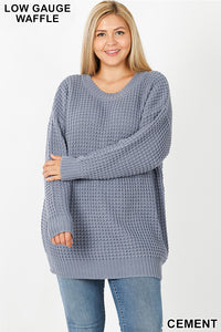Blue Waffle Knit Sweater