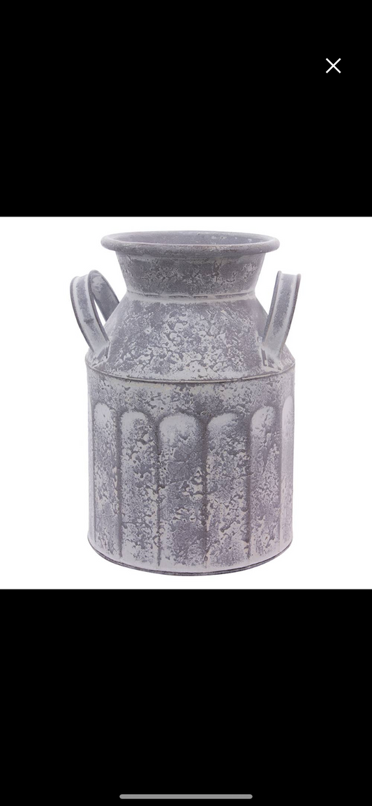 Gray Metal Milk Jar