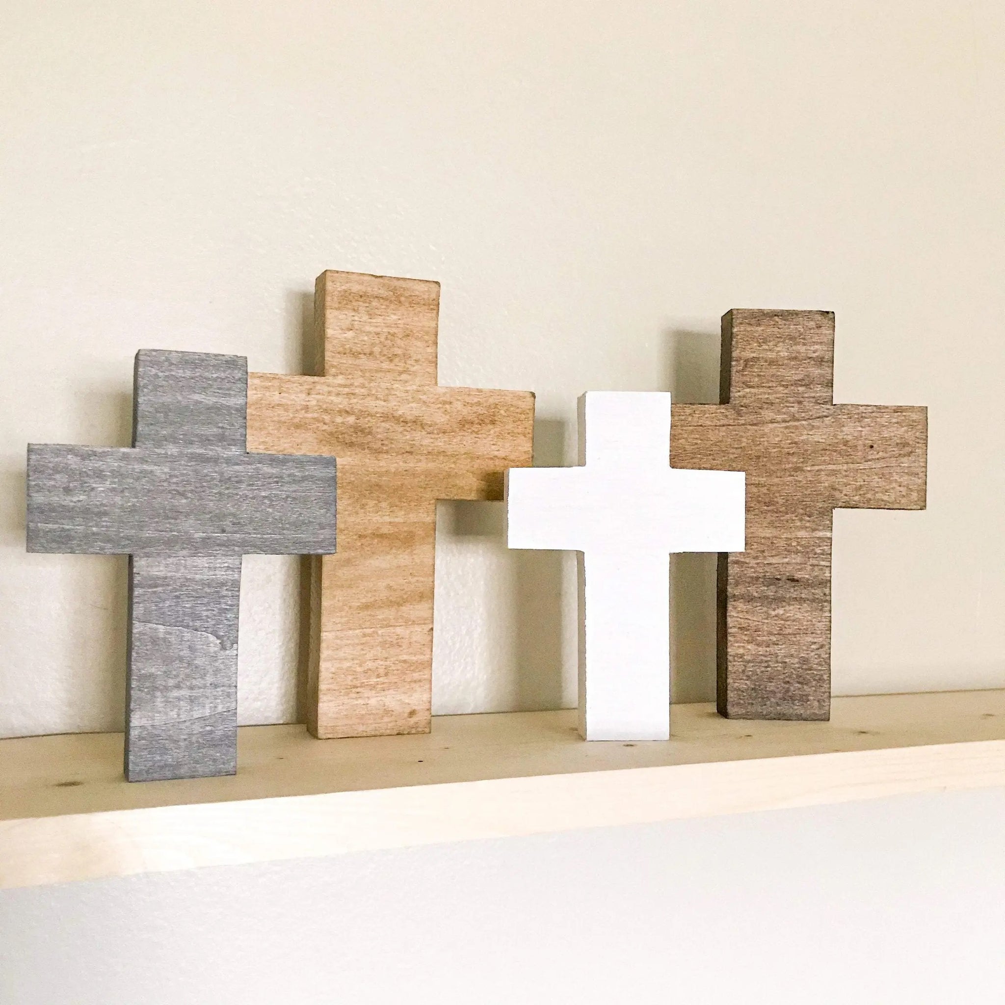 Cross shelf sitters—walnut
