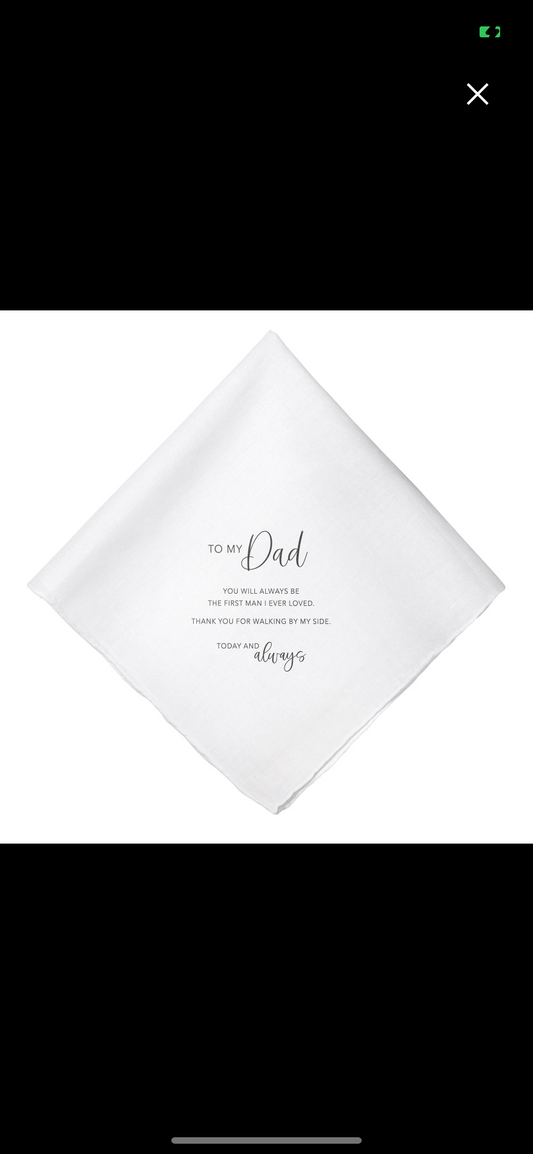 To My Dad Wedding Day Keepsake Hanky