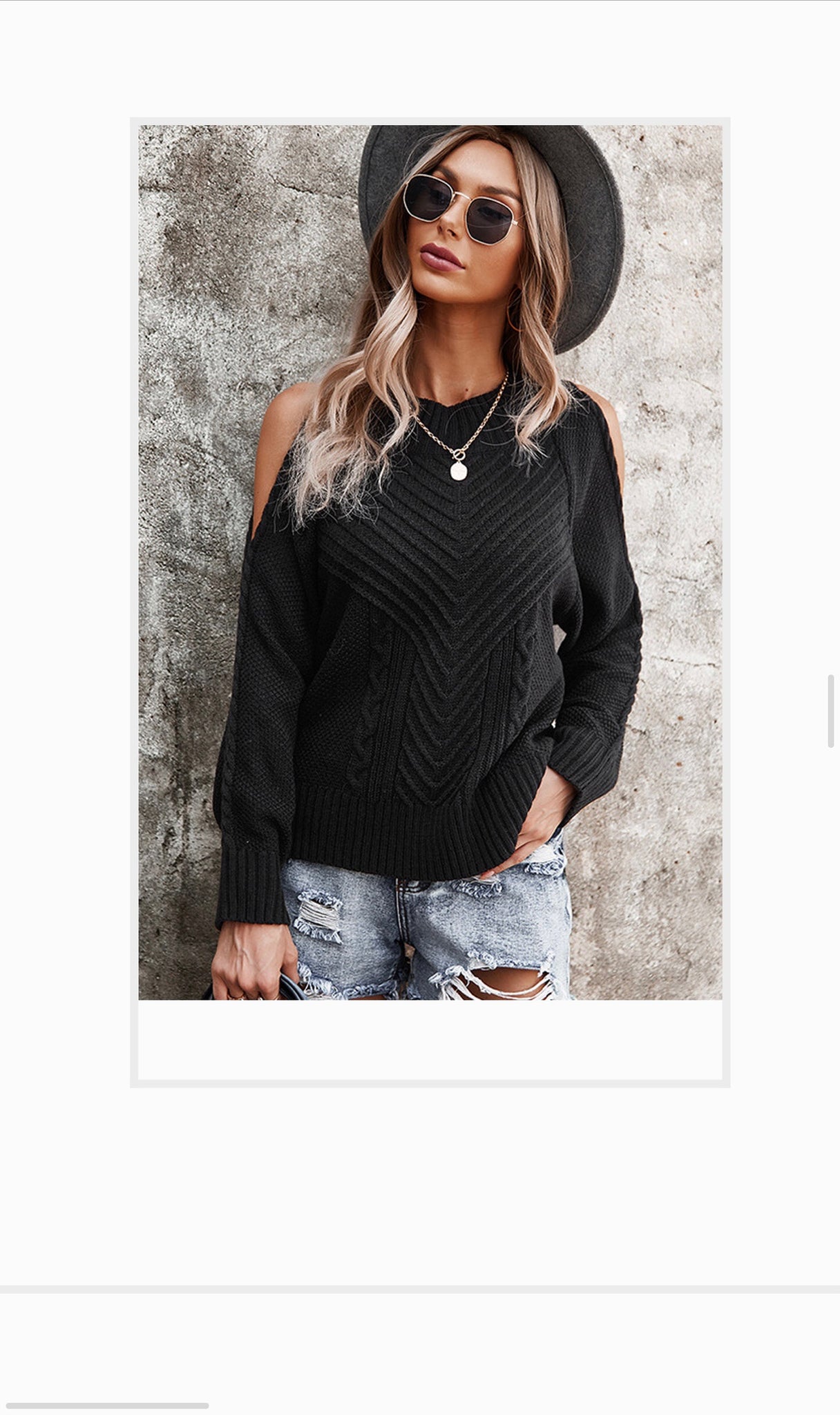 Black Cold Shoulder Sweater