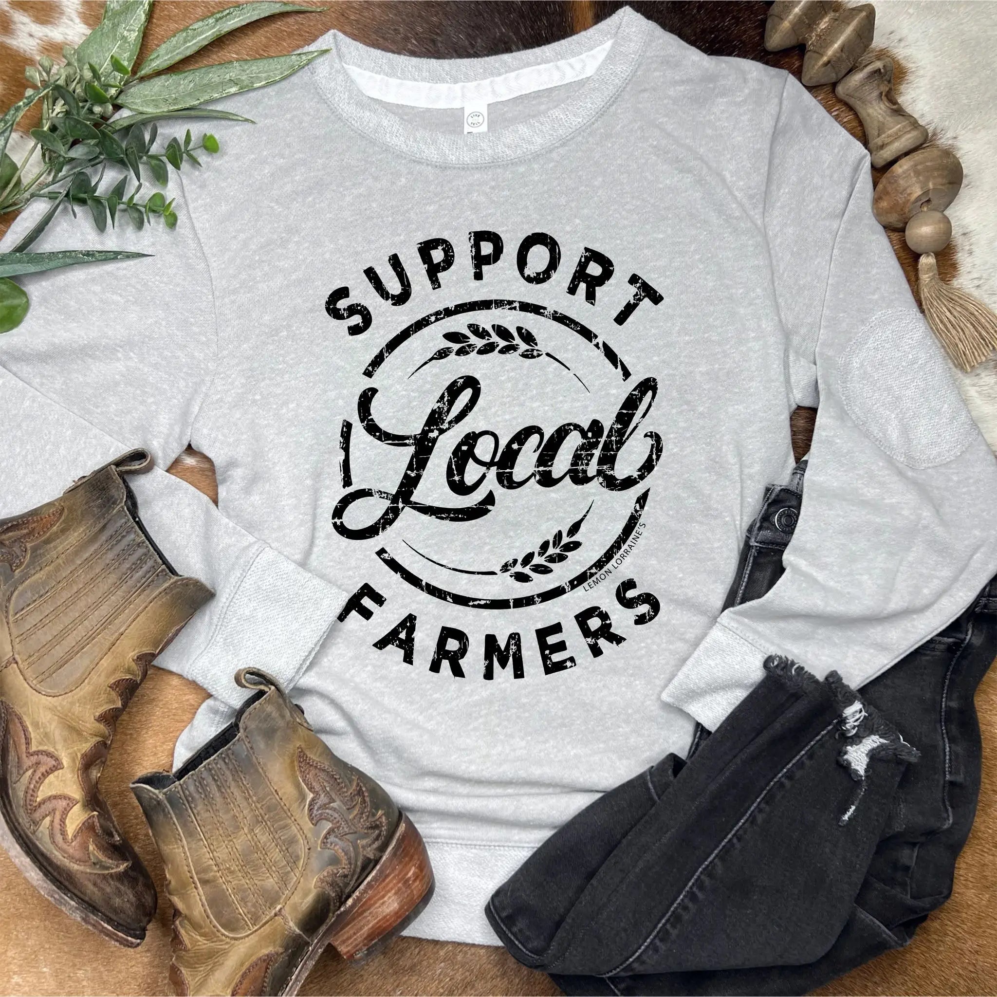 Pre order SUPPORT LOCAL FARMERS Terry Crewneck Sweatshirt