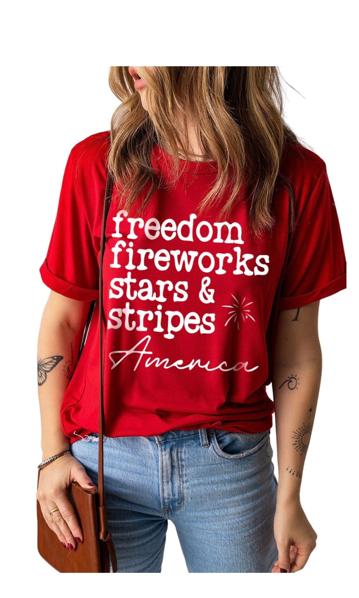 Freedom Fireworks America Sleeve Top