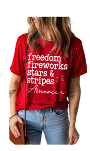 Freedom Fireworks America Sleeve Top