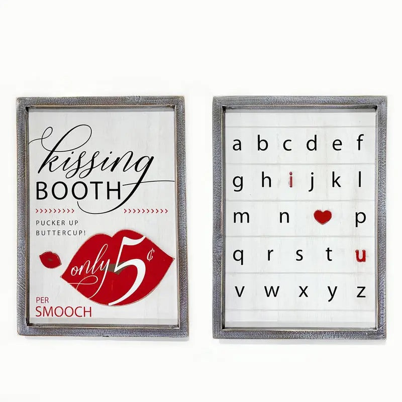 10x14x1.5 wood framed reversible kissing booth sign