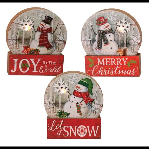 Christmas Snow Globe Wood Sign w/ LED Light