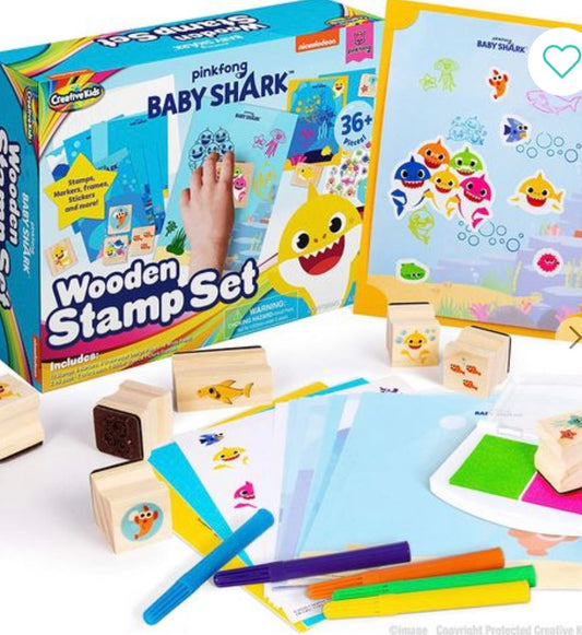 Baby shark wooden stamp set
