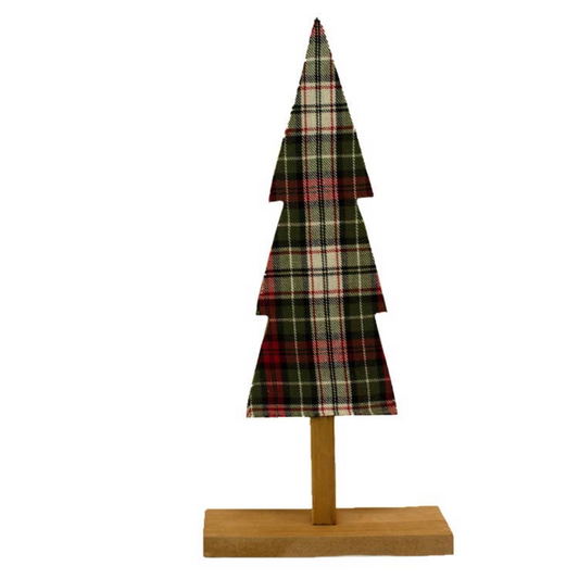 Crimson Wood Plaid Christmas Tree