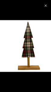 Crimson Wood Plaid Christmas Tree