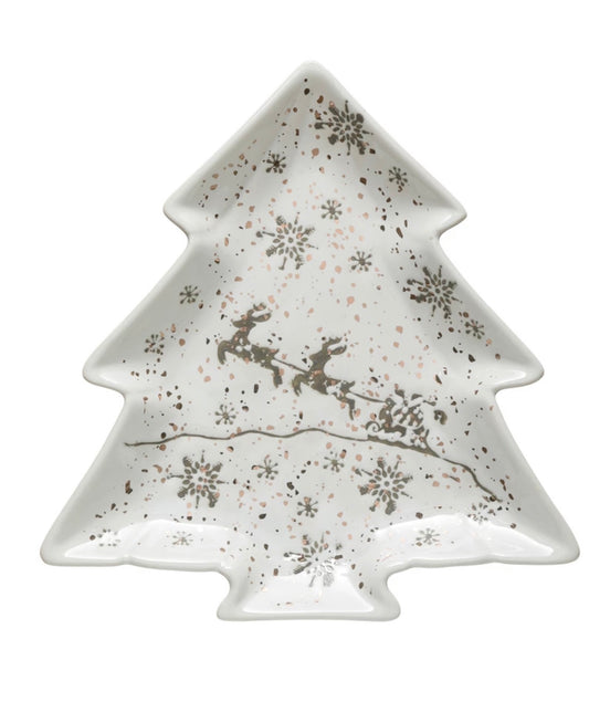 Hand Stamped Stoneware Tree Plate