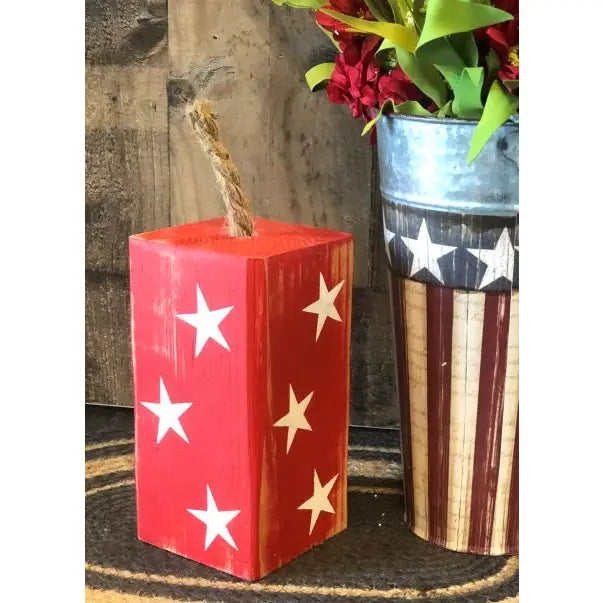 Red Rustic Wood Firecrackers 9”
