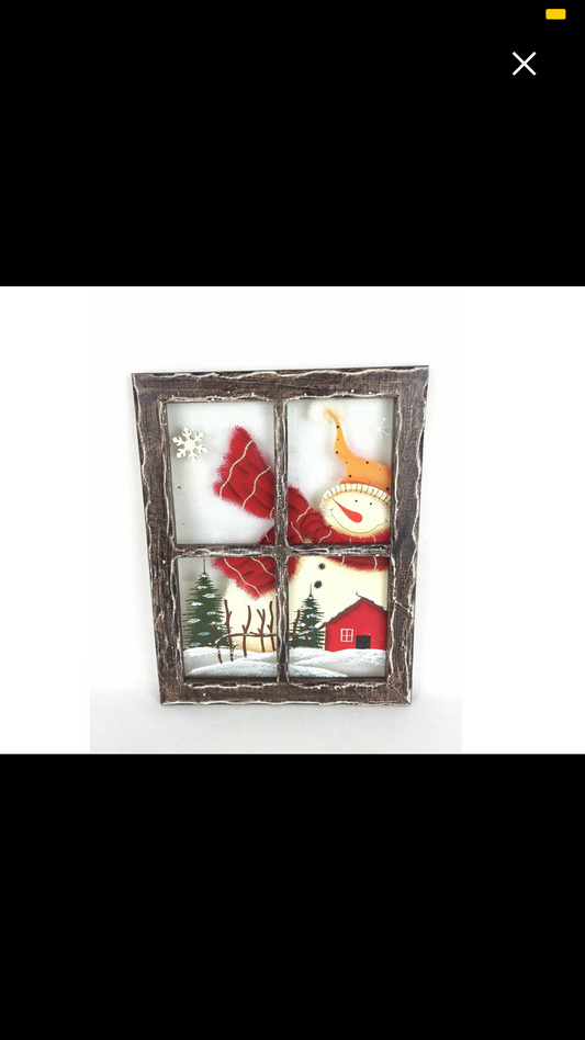 Snowman Glass Window Frame
