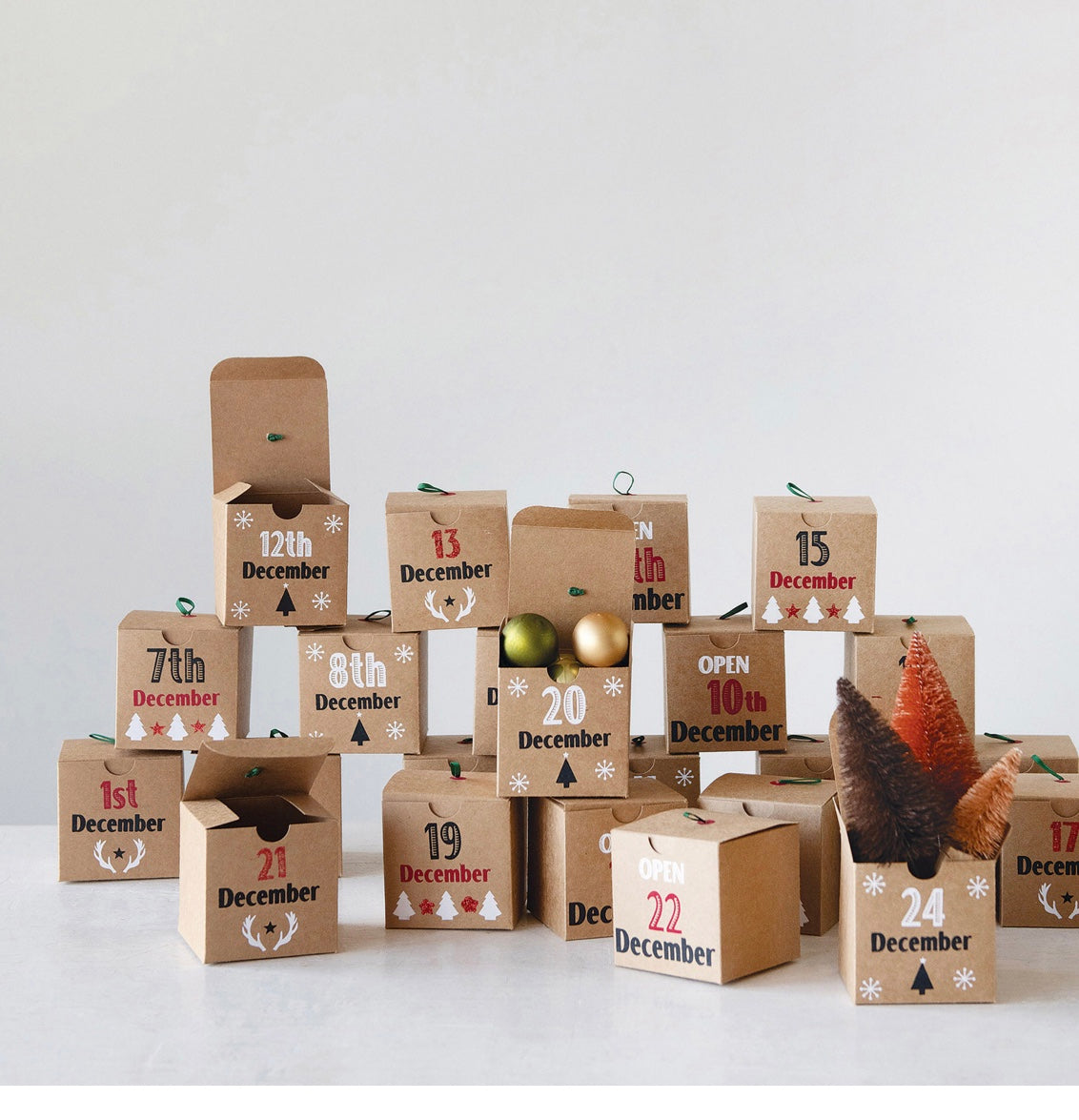 DIY Paper Box Advent Calendar, set of 24