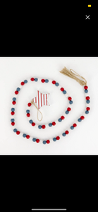 Red White & Blue Wooden Bean Garland