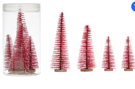 Red Bottle Brush Trees set of 4