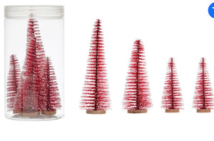 Red Bottle Brush Trees set of 4