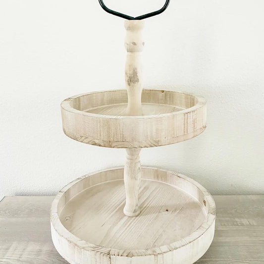 Circle tiered tray-tan