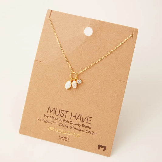 Dainty Opal Crystal Charm Necklace