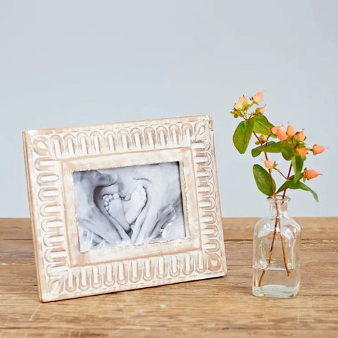 Swirl Carved Handmade Wooden Photo Frame