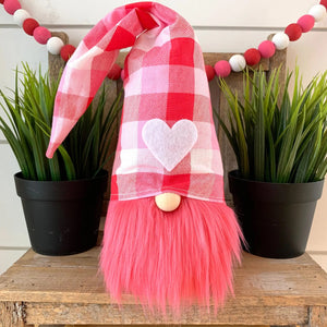 9" Medium Pink Valentine Gnome, Boy